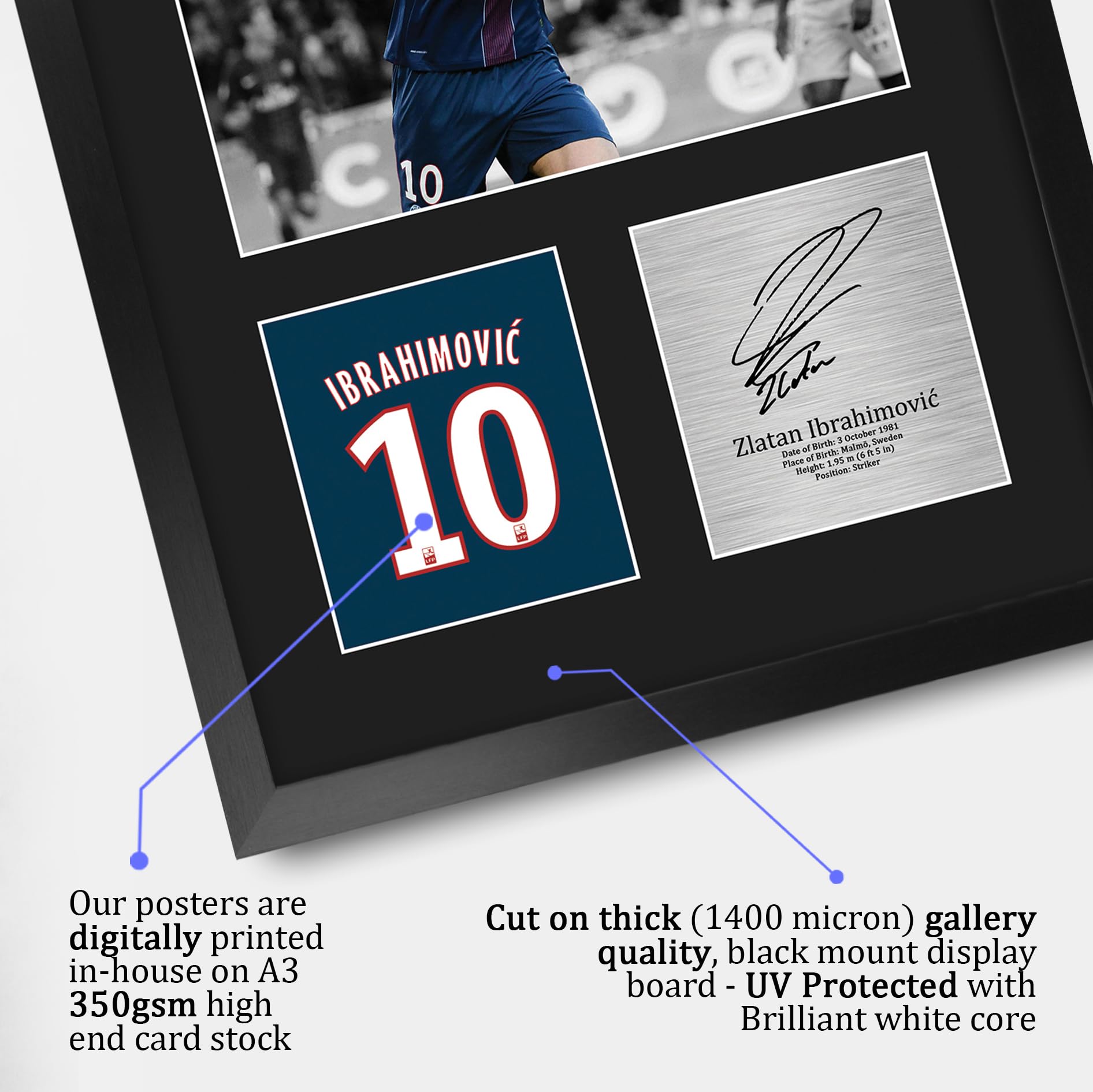 HWC Trading FR A4 Zlatan Ibrahimovic Cadeaux imprimés photo autographe signée pour les fans de football et les supporters - A4 Encadré