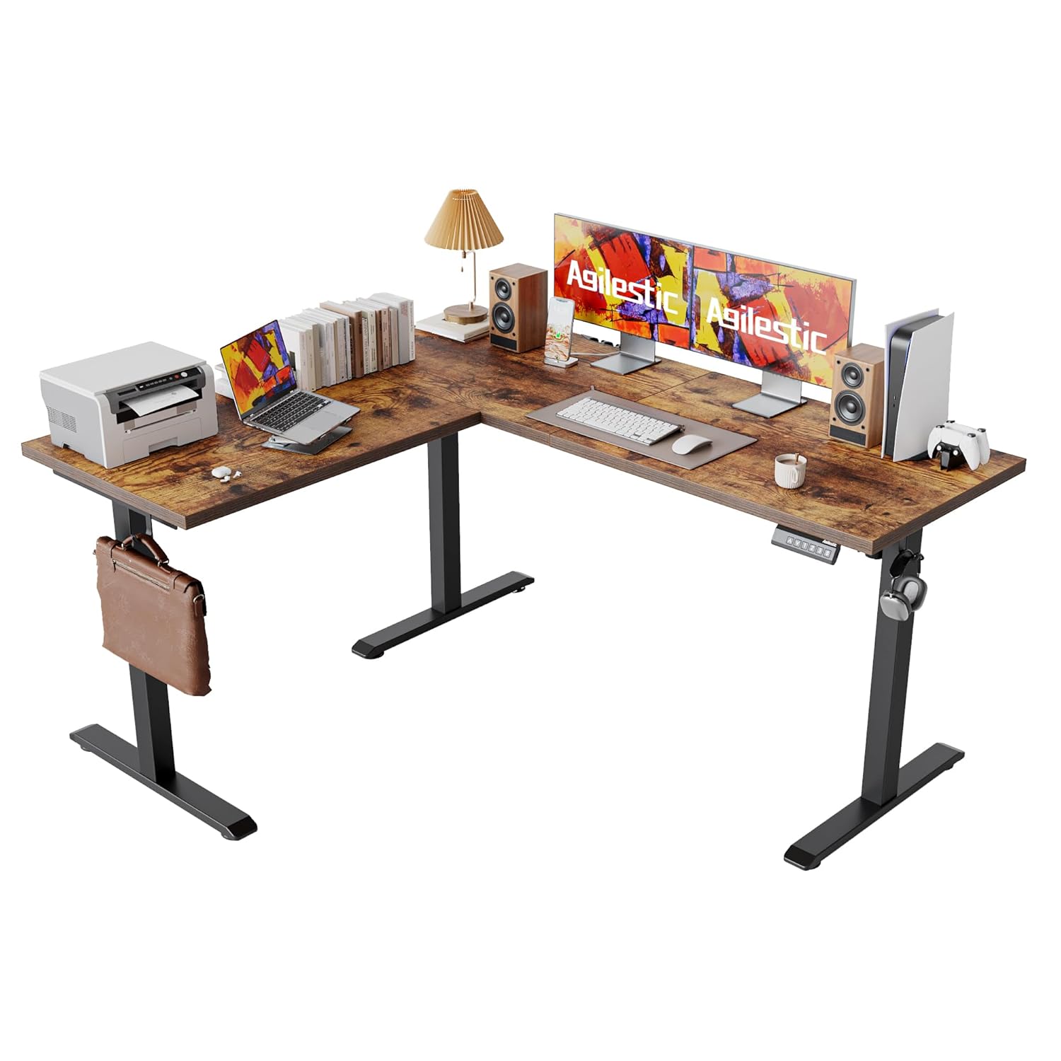 Agilestic 59 Inch L Shaped Standing Desk Adjustable Height Electric Corner Standing Desk Sit Stand Computer Table with