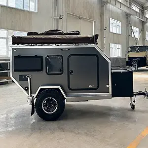 Compact Fully-Equipped Waterproof Travel Trailer with Kitchenette & Queen Bed