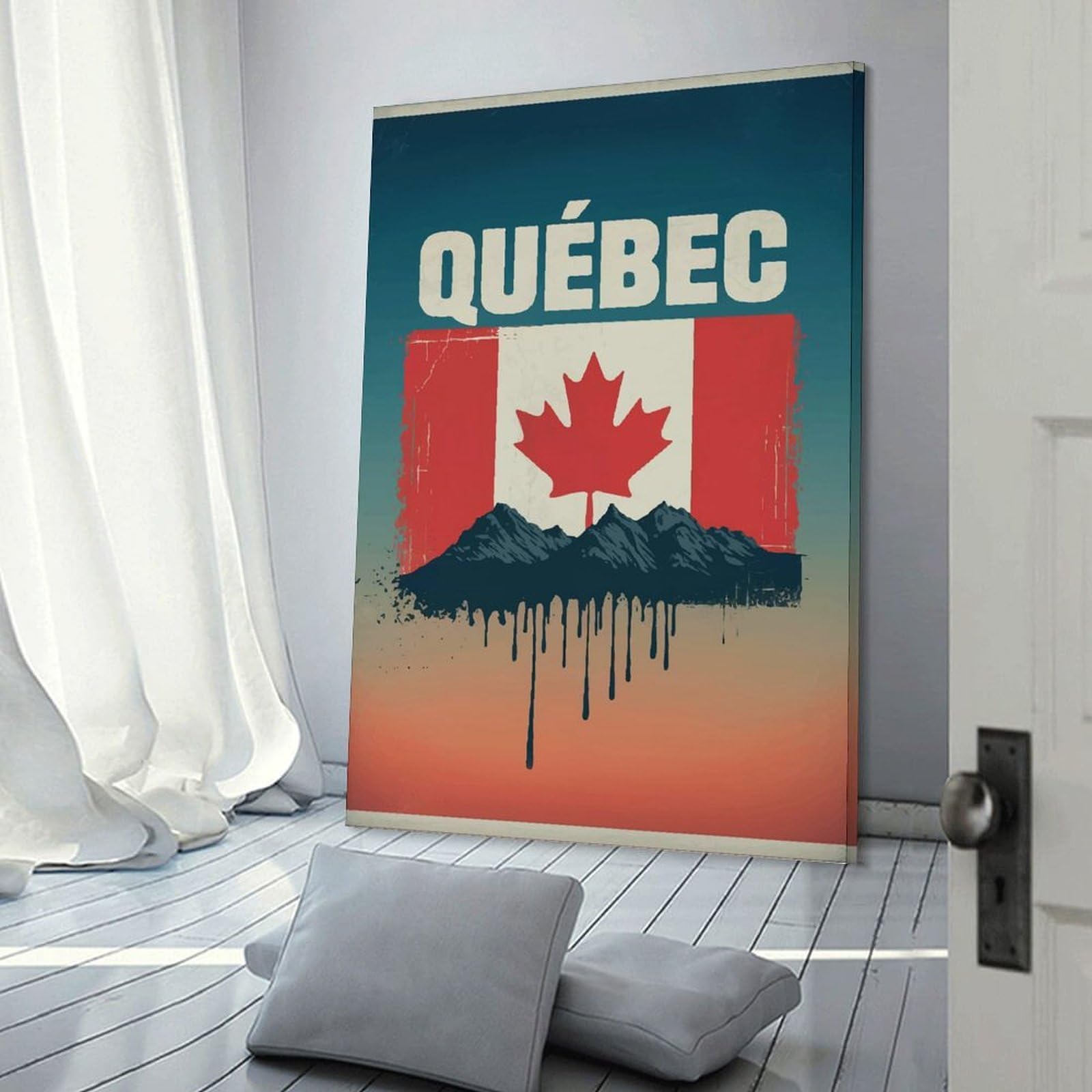 Junmoney Decorative Canvas Print Quebec Travel, 24x36inch(60x90cm), for Office, Study Or Home Workspace, Decorative Artwork for Productive Spaces