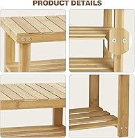 Vista 5 de Zapatero, organizador de zapatos de 3 niveles para almacenamiento de entrada, pequeño estante de madera para zapatos, zapateros independientes