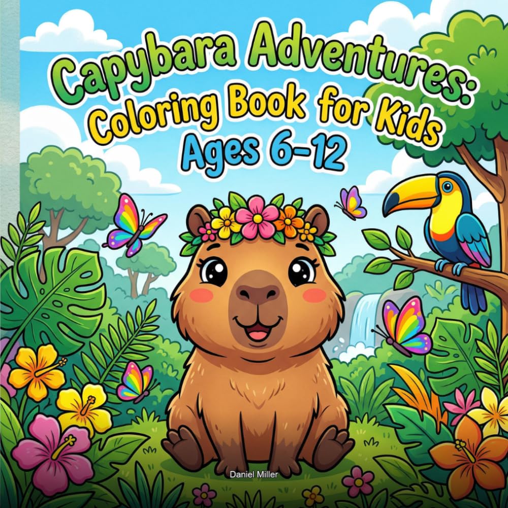 Capybara Adventures: Coloring Book for Kids Ages 6-12: "50 Bold and Easy Cute Capybara Designs — Simple Fun Illustrations Perfect for Boys and Girls