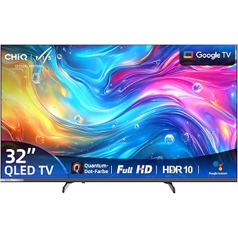 CHiQ 32 Inch TV (81 cm), FHD QLED Google TV, Compatible with Apple AirPlay | HDR10, Dolby Audio, Triple Tuner DVB-C/S/S2/T/T2