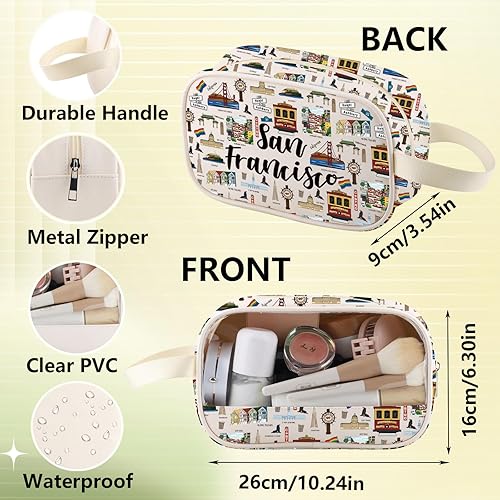 Vista 23 de WZMPA San Francisco Travel Cosmetic Bag Gift San Francisco Souvenir Gift San Francisco maquillaje cremallera bolsa bolsa San Francisco mercancía