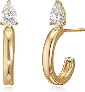 FETTERO Gold Hoop Earrings for Women, 14K Gold Plated Open C Shape Hoops Lightweight Chunky Gold Earrings, Hypoallergenic Gold Earrings for Women Ear Piercing Jewelry Gifts
