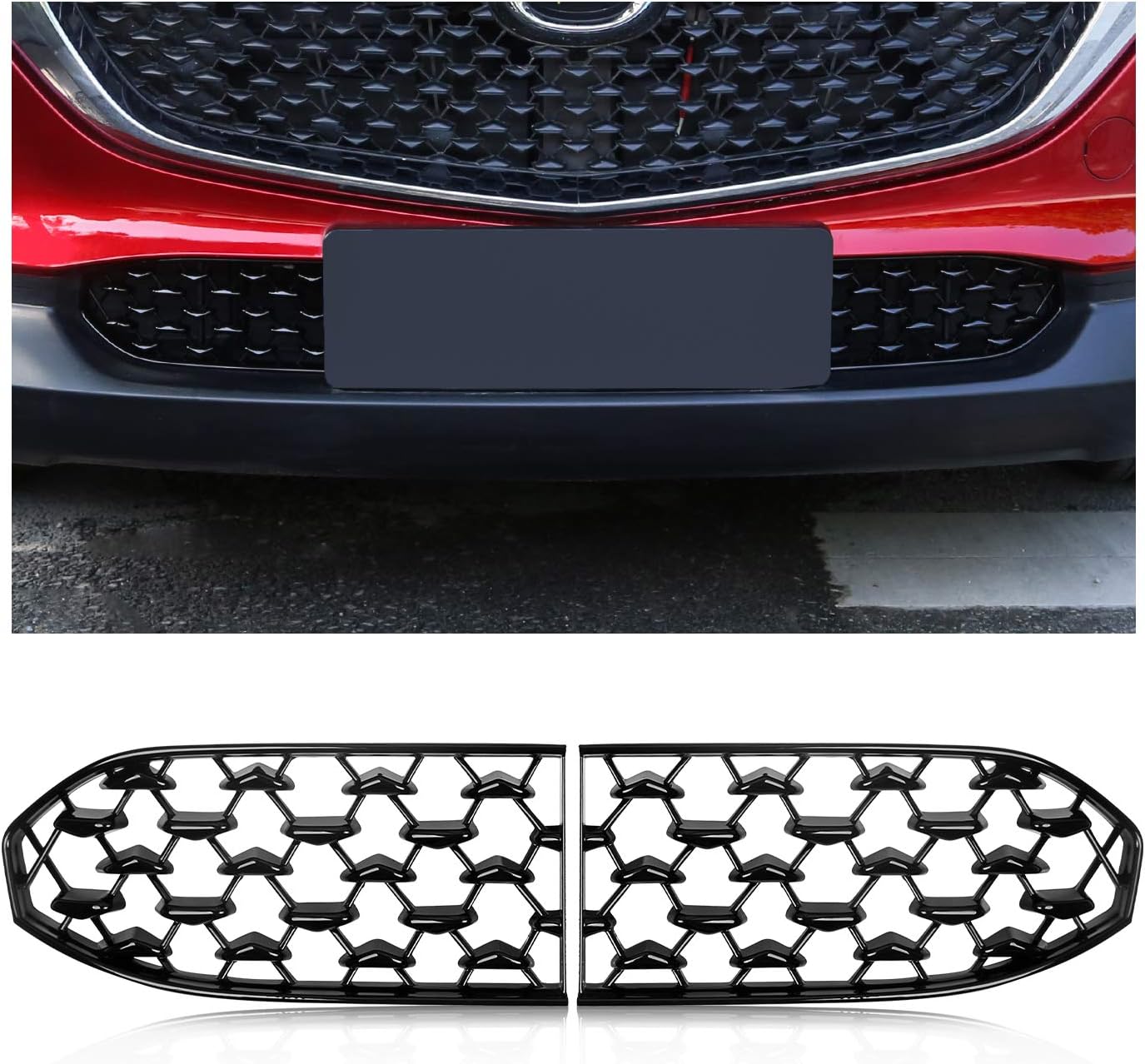 [Pack of 2] CDEFG Compatible with Mazda CX30 CX-30 2019-2025 2026 Front Radiator Grille Frills Front Bumper Mask Car Grill Modified Accessories