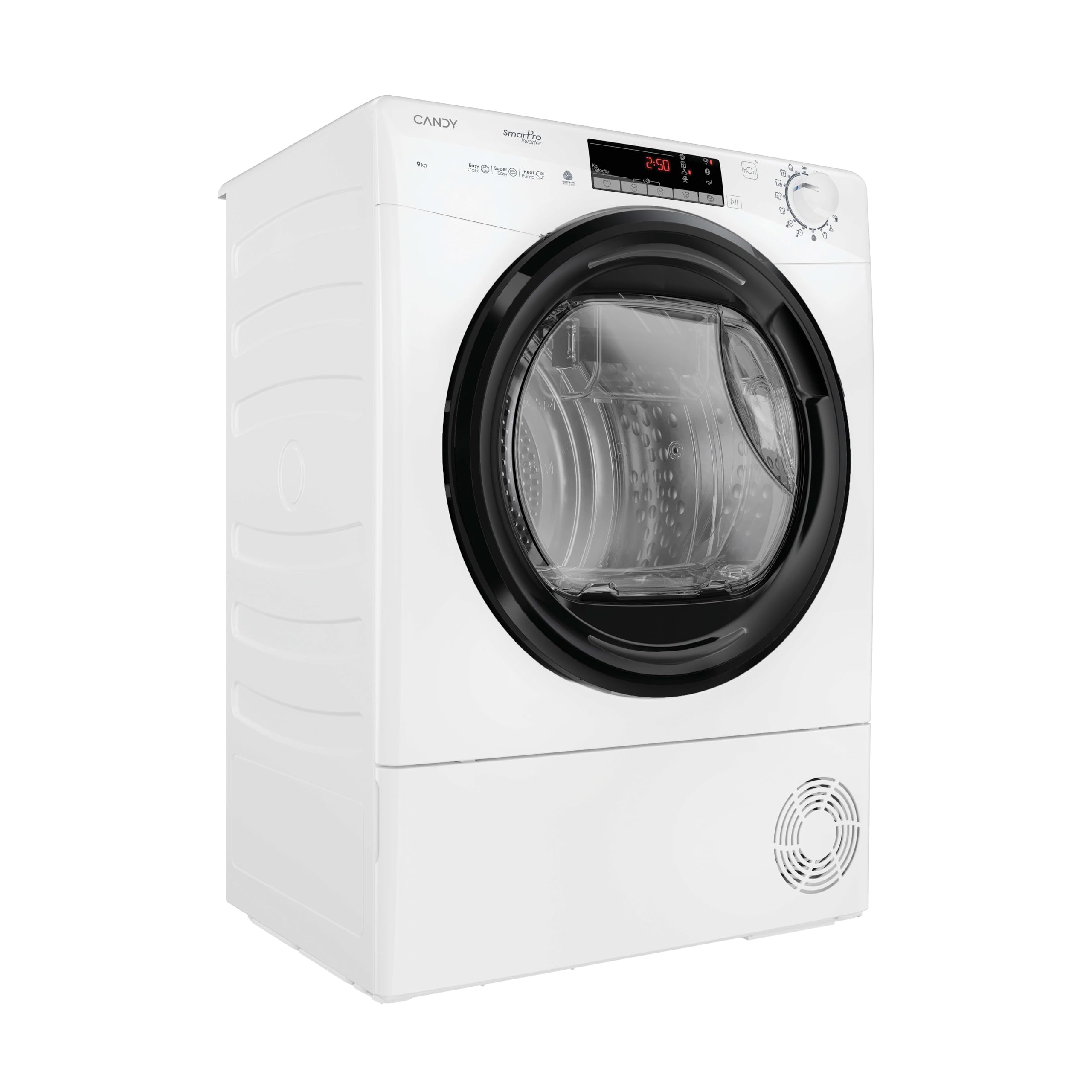 Candy Smart Pro Inverter, CRO EH9N4TBE-S, Asciugatrice 9KG con Motore Inverter, Classe B, 63dB, 14 + Oltre 40 Programmi aggiuntivi via app hOn, Bianco, AxLxP (cm): 85x59,6x58,5