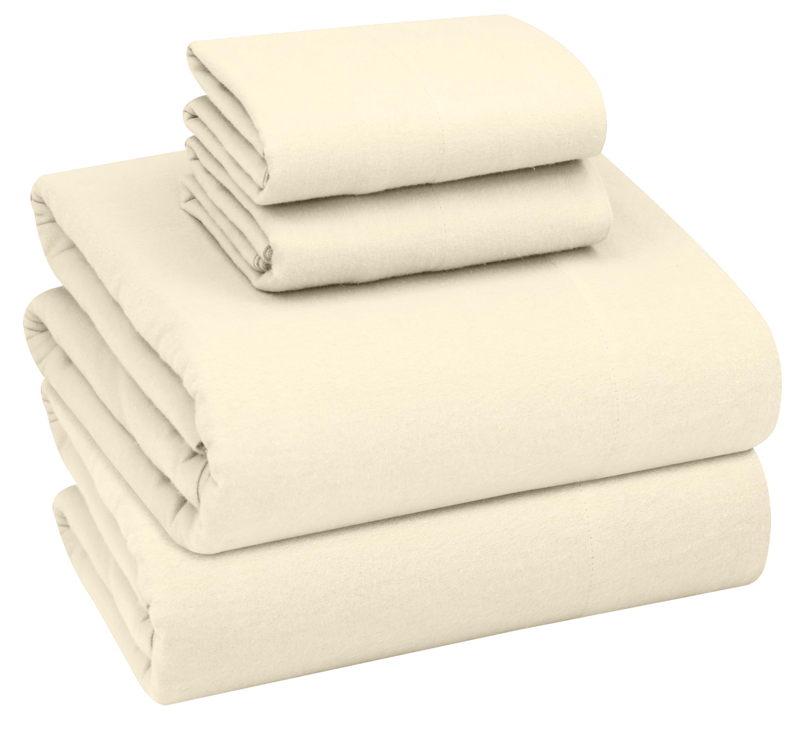 Ruvanti Sábanas de Franela orgánica tamaño matrimonial, Juego de sábanas 100% algodón de Doble Cepillado, Bolsillo Profundo de 16 Pulgadas, Transpirables, extrasuaves, cálidas y acogedoras, 4 Piezas,