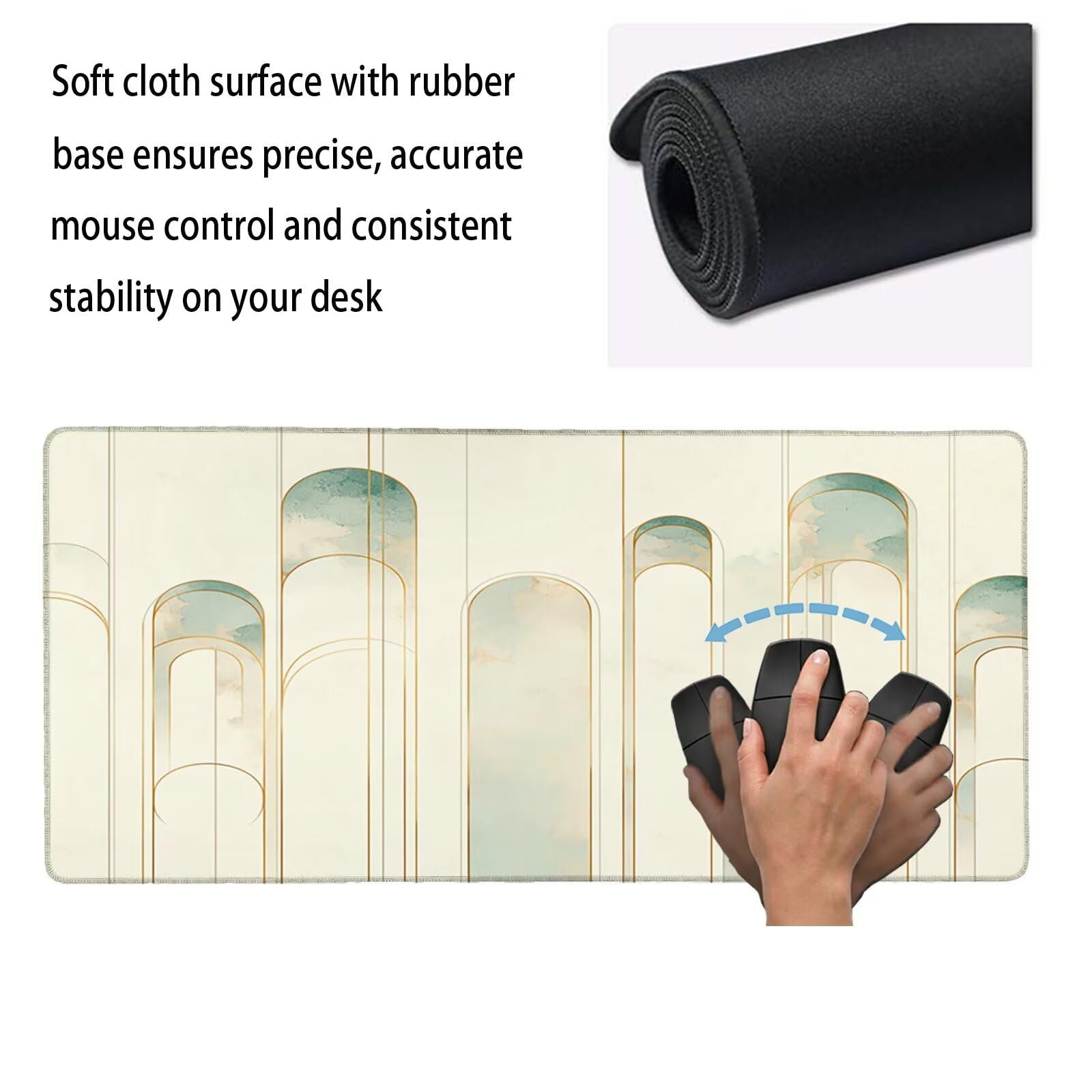 Tappetino Mouse XXL 1200 x 600 x 3 mm, Sottomano Scrivania, Moderno Grande Tappeto da Tavolo con Base in Gomma Antiscivolo e Bordi Cuciti, Impermeabile, per Ufficio/Computer/Gaming (Nordico) L-x7854