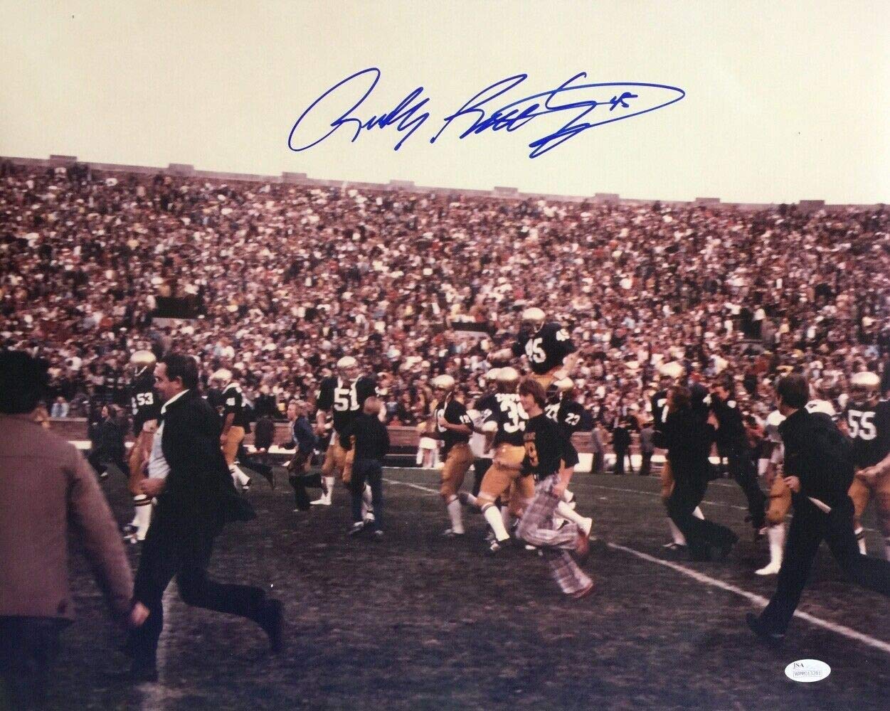 Rudy Ruettiger Autographed Signed 16x20 Notre Dame Carry Out Photo JSA ITP