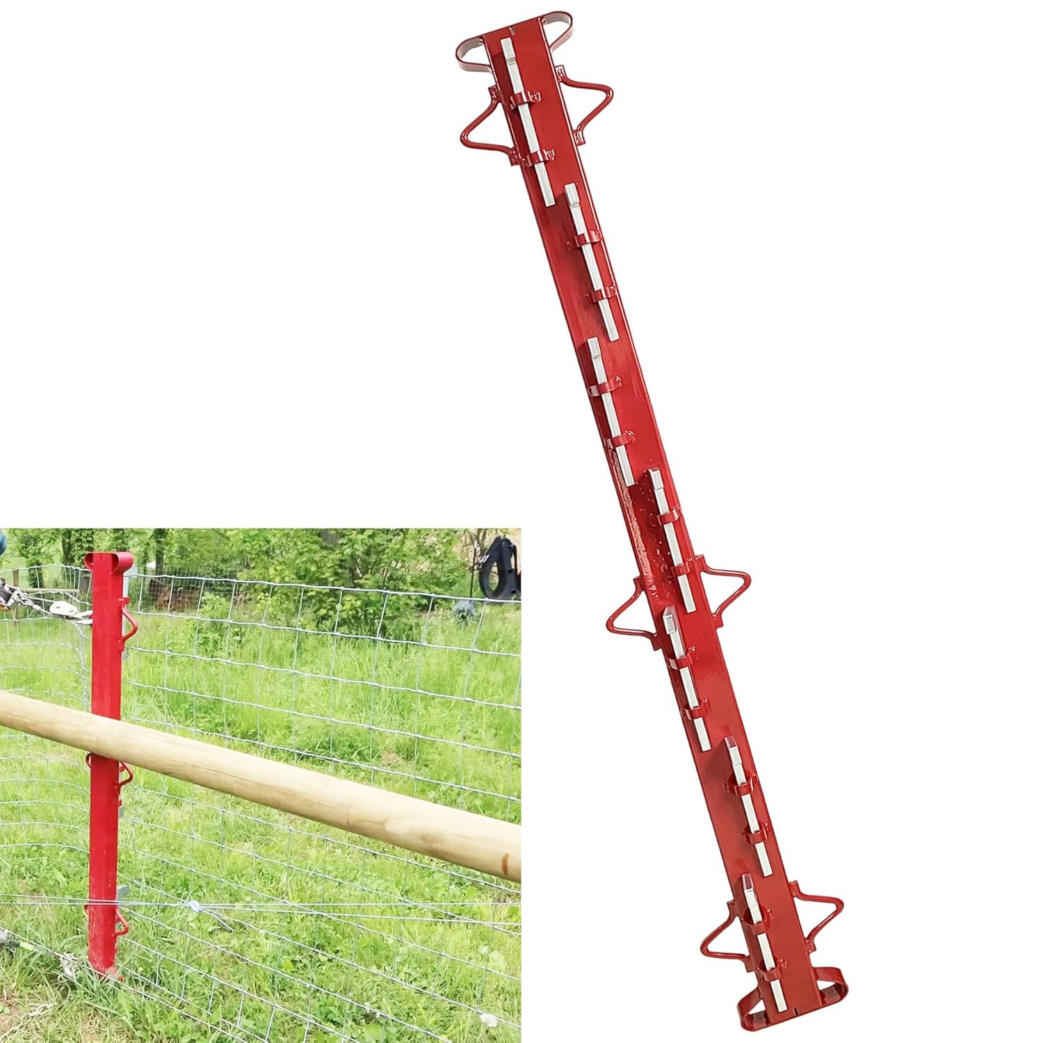 6ft Woven Wire Fence Stretcher Bar Chain Link Fabric Fence Stretcher with 7 Wedges Steel Woven Wire Stretcher for Suitable for Farms, Gardens, Orchards, etc (6ft)