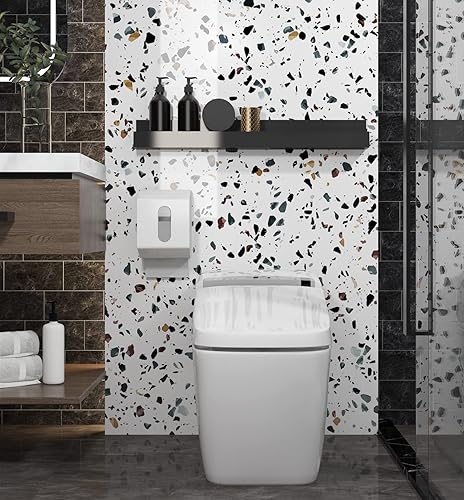 Miniatura 4 de AbaBoorty Papel de contacto de granito de 15.8 x 197 pulgadas, papel de contacto de terrazo blanco para encimeras, papel tapiz autoadhesivo de