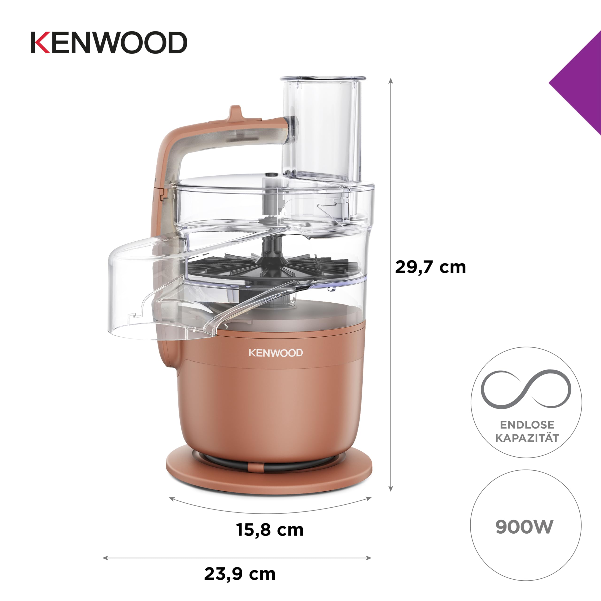 Kenwood MultiPro Compact wielofunkcyjny robot kuchenny z funkcją Express Serve, ostrzem ze stali nierdzewnej, tarczami do krojenia i tarką, funkcją pulsu, gliną czerwoną (FDP23.140RD)