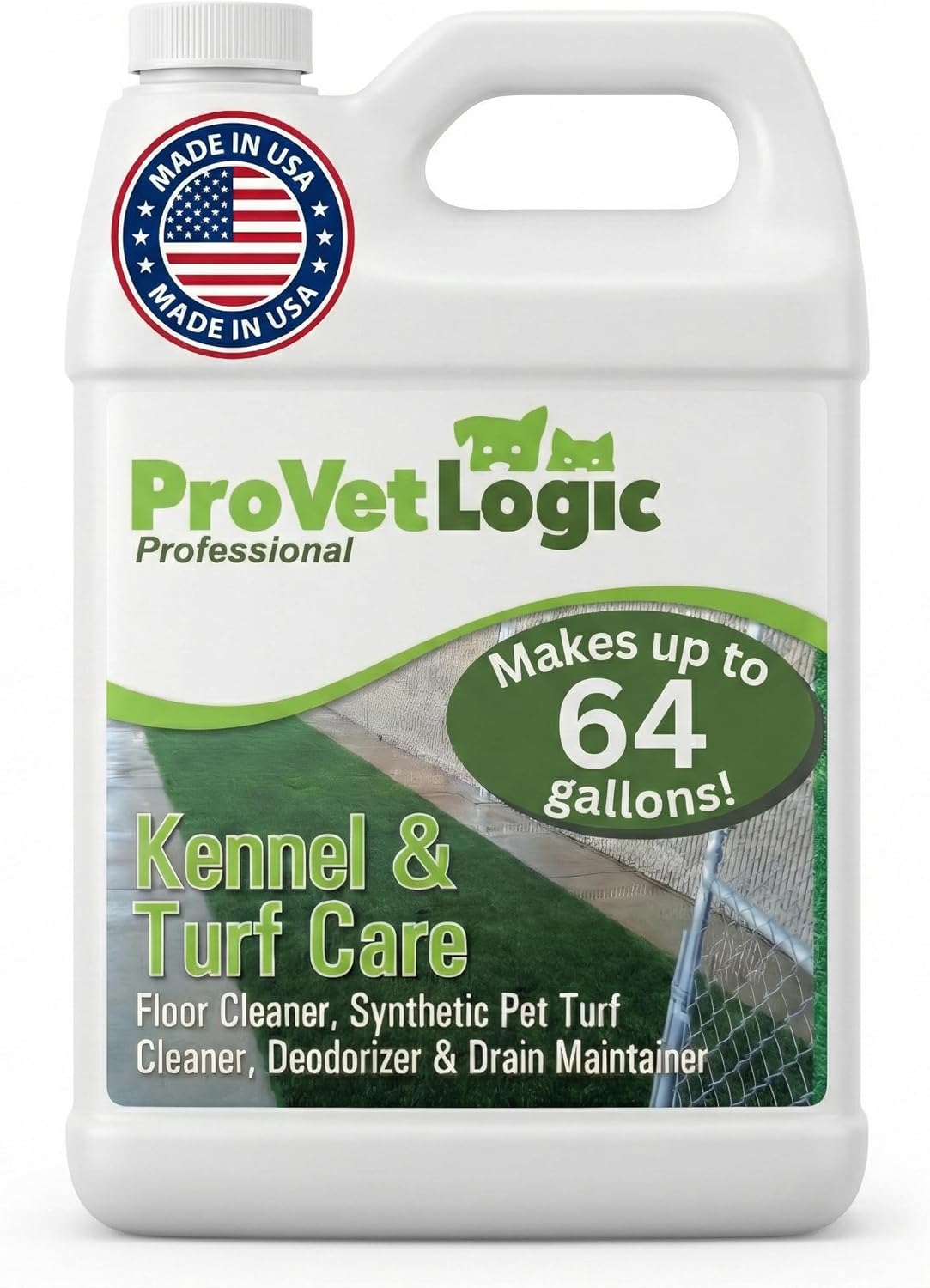 ProVetLogic Kennel & Turf Care- Floor Cleaner, Synthetic Pet Turf Cleaner, Deodorizer & Drain Maintainer- Gallon (Concentrated)