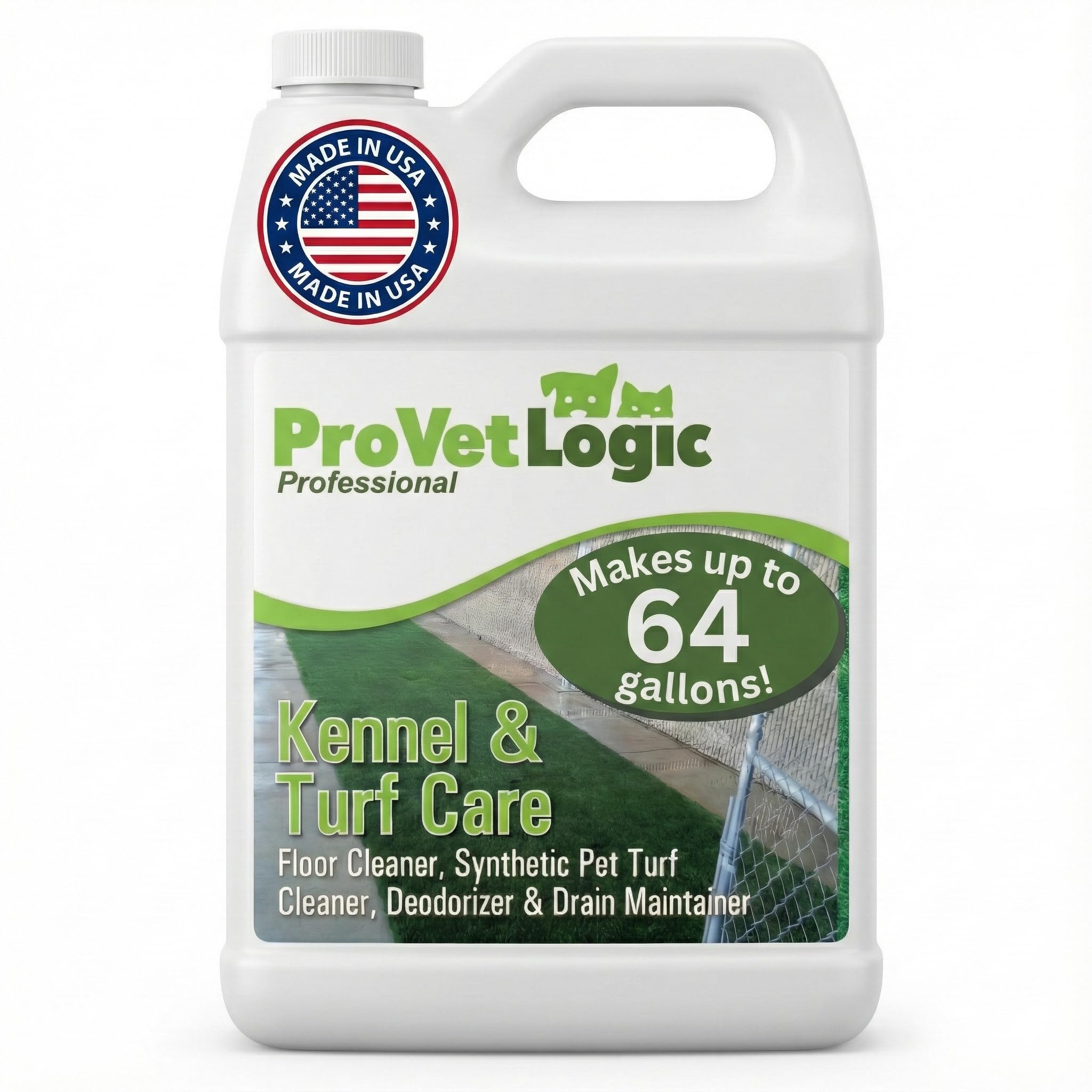 ProVetLogic Kennel & Turf Care- Floor Cleaner, Synthetic Pet Turf Cleaner, Deodorizer & Drain Maintainer- Gallon (Concentrated)