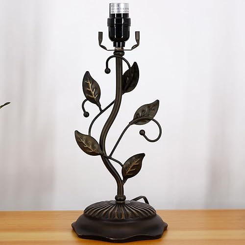 Miniatura 6 de Farmhouse Table Lamp Antique Resin Metal Leaf Base Traditional Rustic Mid-Century Desk Lamp 22.5 Inch Tall for Living Room Office Bedroom