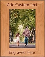 CustomGiftsNow Personalized Alder Wood 4x6 Vertical Photo Frame - Custom Text Laser Engraved, Hanging or Tabletop, Ideal Dad Gift