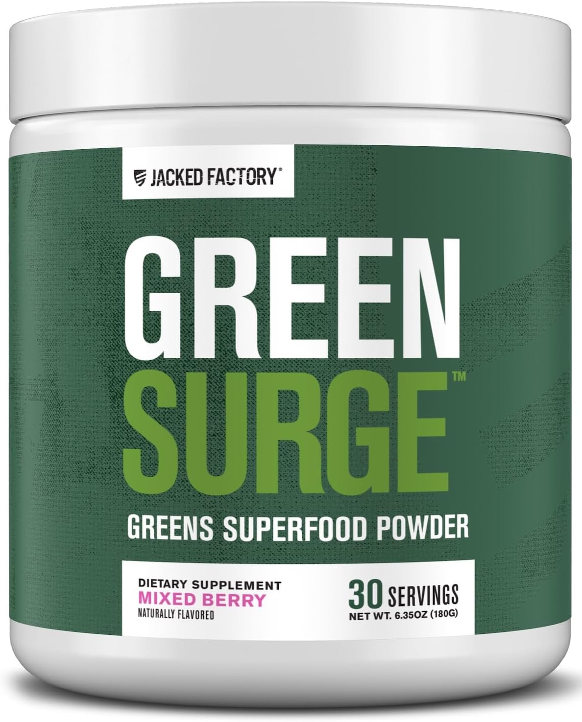 Jacked Factory Green Surge Green Superfood Powder - Keto Friendly Greens Drink w/Spirulina, Wheat & Barley Grass, Organic Greens - Green Tea Extract, Probiotics & Digestive Enzymes - Mixed Berry