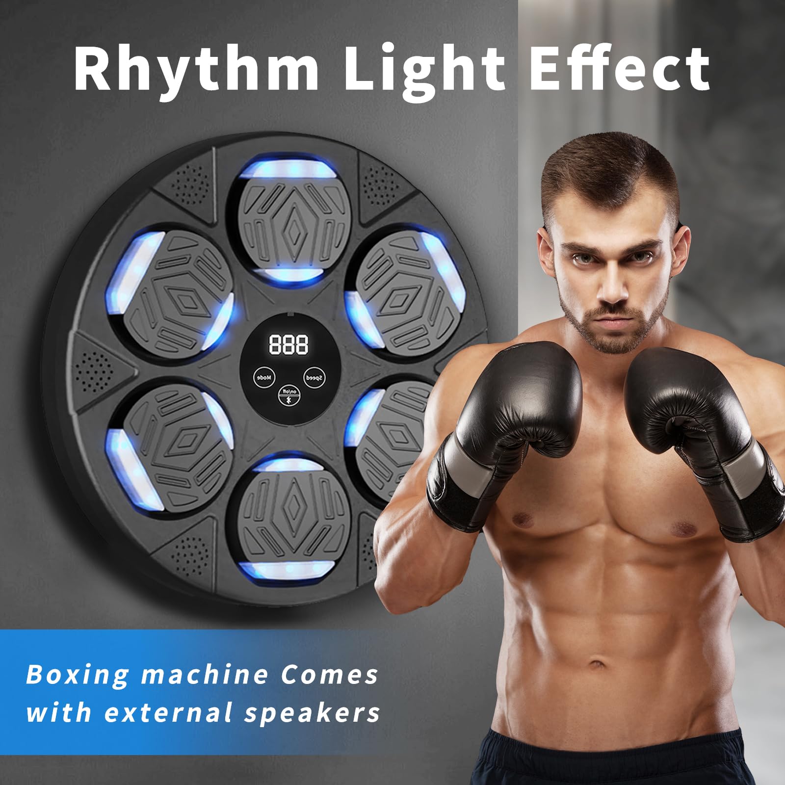 Wall-Mounted Smart Music Boxing Machine with Bluetooth, Punching Pads & Gloves, Space-Saving Boxing Machine for Adults - Interactive Boxing Equipment