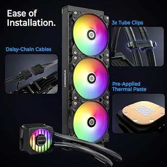 ENERMAX LIQMAXFLO 240mm A-RGB AIO CPU Liquid Cooler - High Performance Pump up to 3000RPM, 38mm Thick Radiator, 60mm VRM Fan, Pressure-Optimized Silent 120mm FDB PWM Fan, Intel LGA1700/AMD AM5 Ready