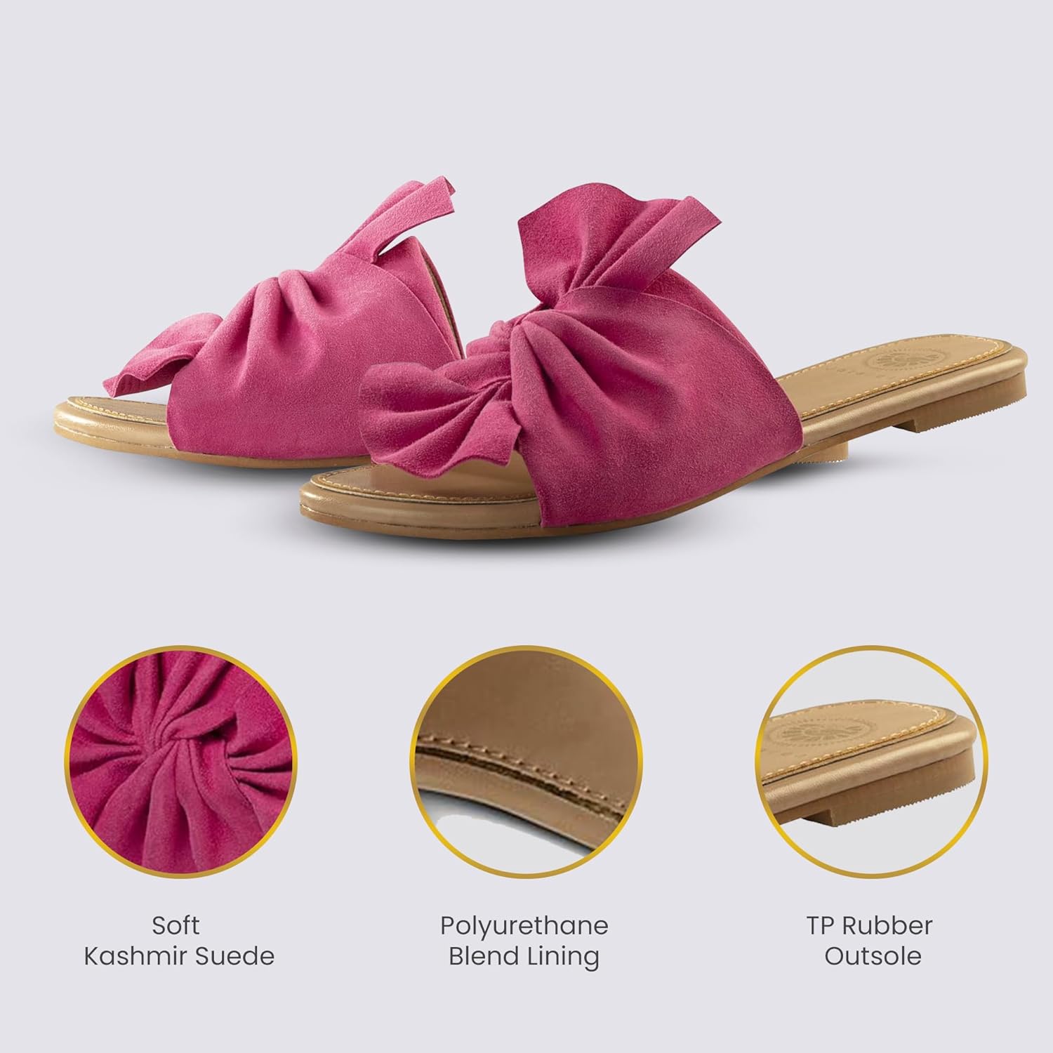 JATAREA Women’s Slip-On Leather Flat Sandals with Round Open Toe | Classic and Trendy Slippers - Image 7