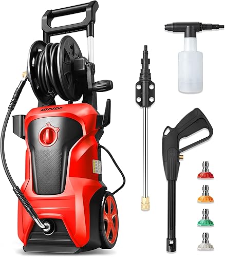 DNA MOTORING TOOLS-00229 - Lavadora a presión eléctrica de hasta 2176 PSI de 2.4 GPM de flujo máximo para limpieza de patio y automóvil con boquilla