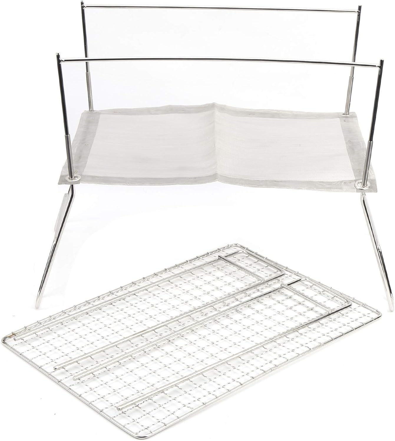 Stainless Steel Wire Outdoor Barbecue Stove Folding Grill with Baking Net Portable Compact BBQ for Picnic Camping