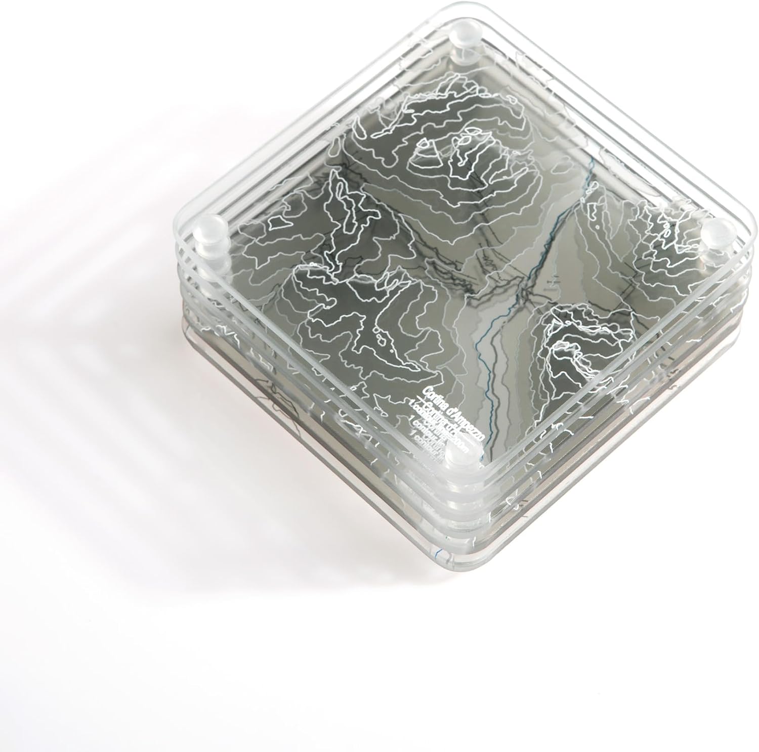 Cortina d'Ampezzo Italy 3D Contour Map Glass Drinks Coasters Mountain Ski Resort Set of 6 with Holder Housewarming Gifts Home Decoration