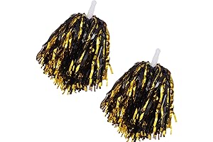 Cheerleading Pom Poms with Black and Gold Glitter Sparkle