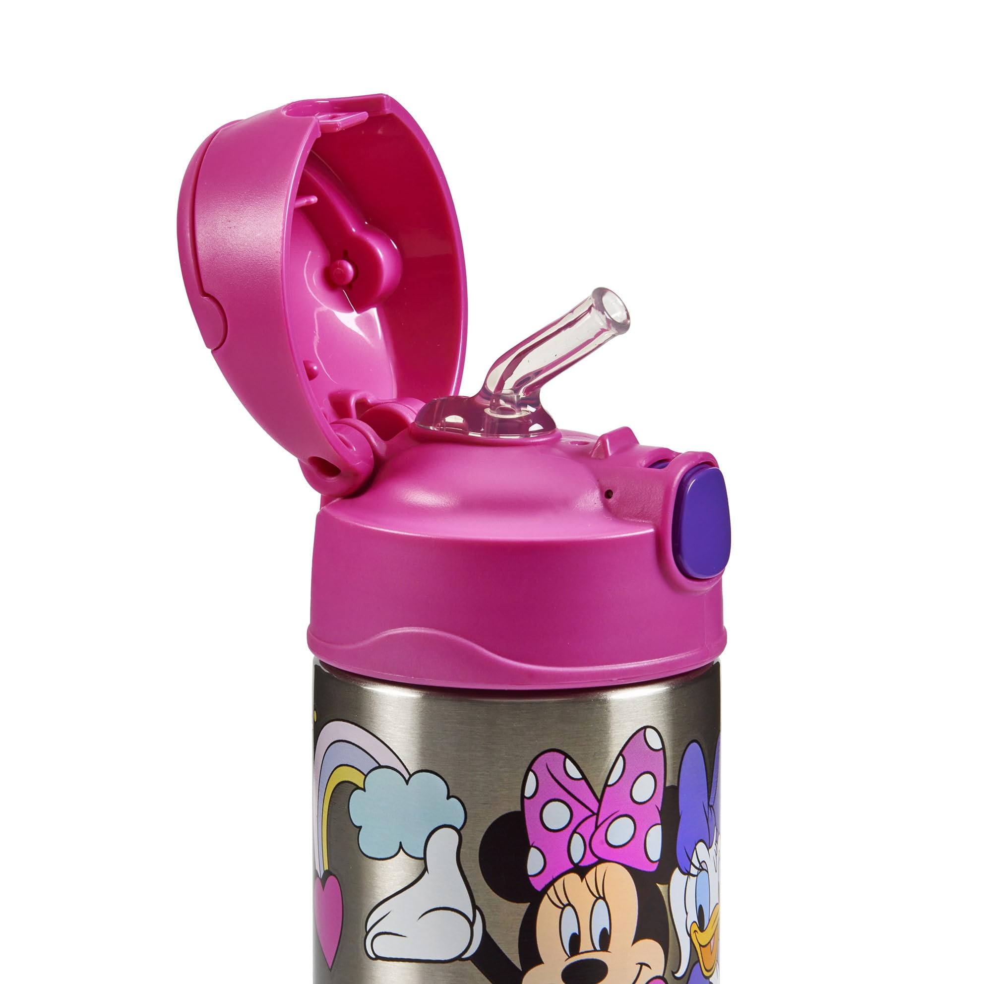 Thermos Kids FUNTAINER STRAW BOTTLE DISNEY 0,35 l, bottiglia termica per bambini in acciaio inox con cannuccia, 12 h freddo, lavabile in lavastoviglie, ermetica senza anidride carbonica, bottiglia