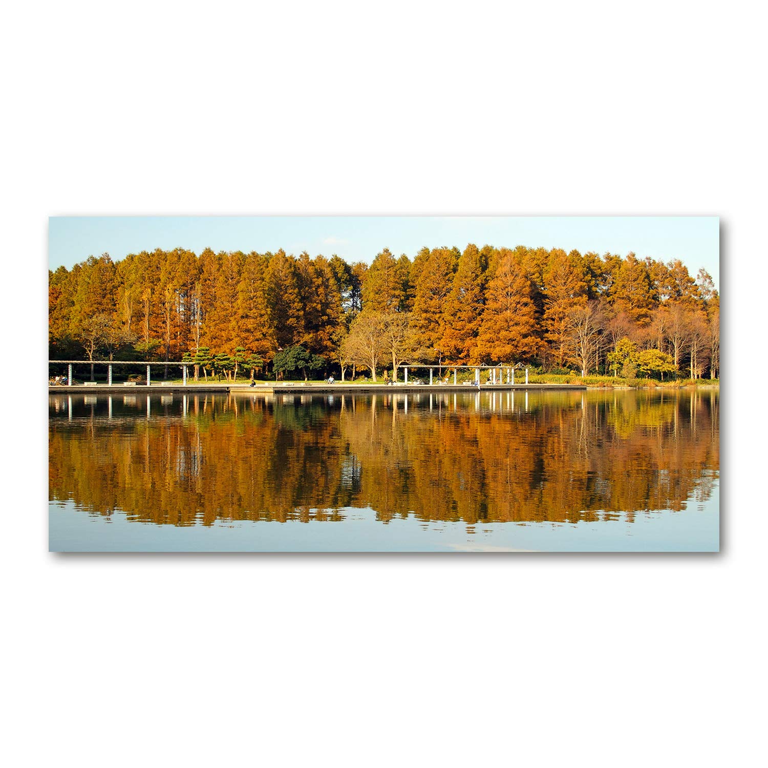 Tableau acrylique paysage forêt lac déco murale salon moderne 120x60