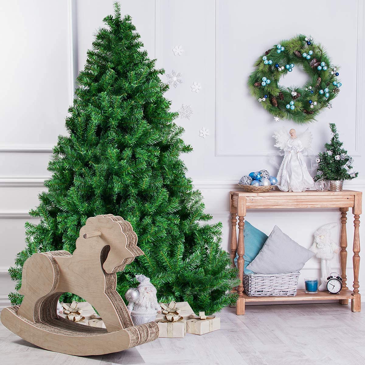 Sapin De Noël Artificiel PVC 120 Cm Vert - Montage Facile, Difficilement Inflammable, Pour Maison Et Boutique