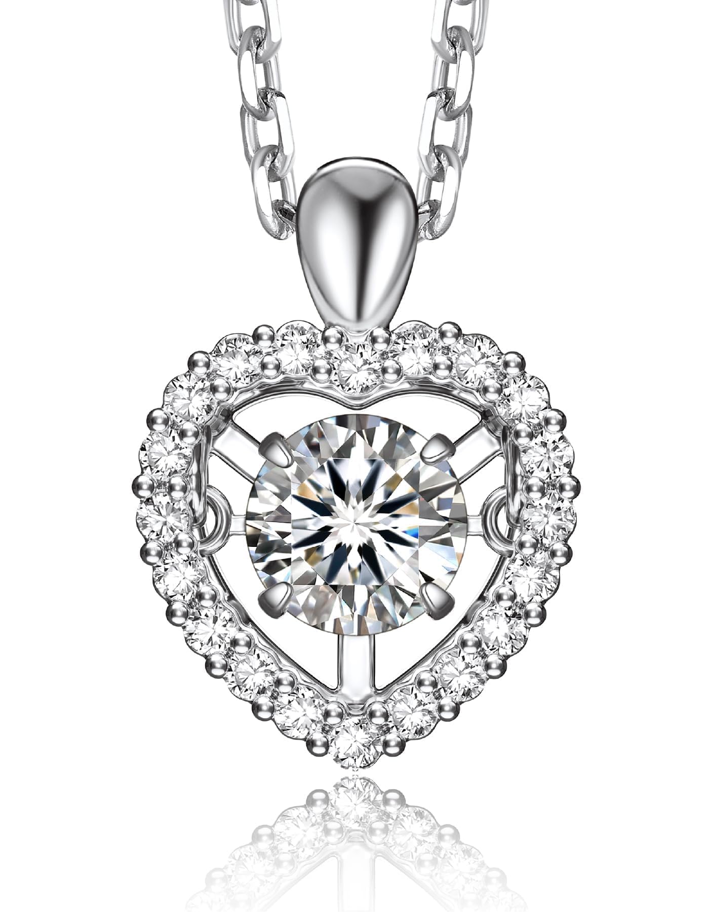 MomentWish Moissanite Necklace for Women, 0.5/1 Carat Sterling Silver