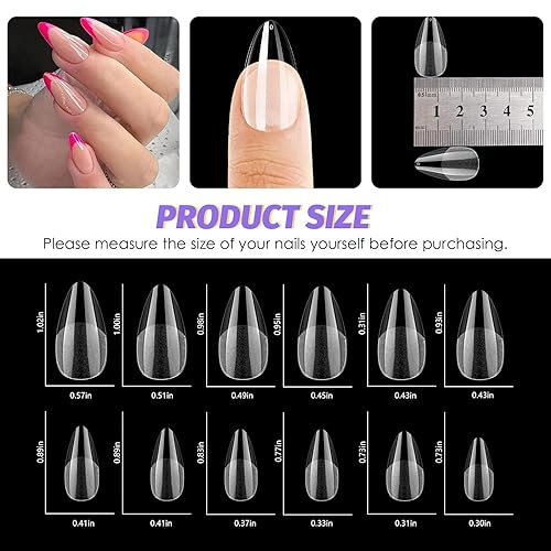 Miniatura 2 de 240 puntas de uñas de almendra medianas, uñas de almendra preformadas medio mate, uñas postizas de gel para extensiones de uñas para el hogar,