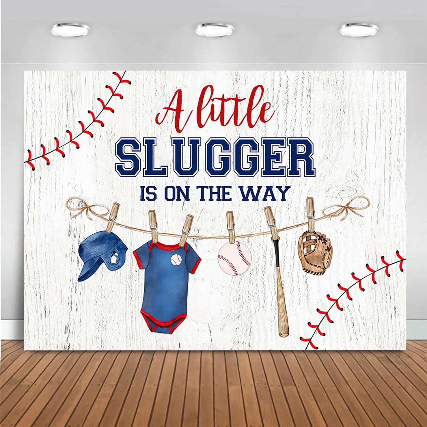 Mocsicka Baseball Boys Sports Backdrop - Baby Shower Party Decoration A Little Slugger is on The Way (10x7ft)