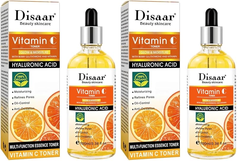Tônico facial DISAAR Beauty com vitamina C e ácido hialurônico, 100 mL, pacote com 2