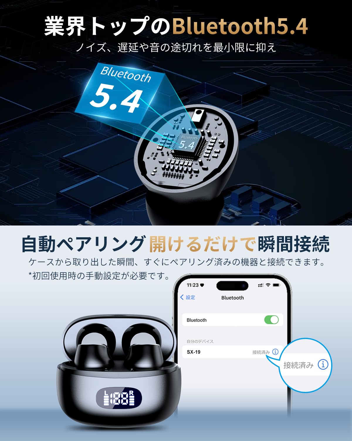 Amazon.co.jp: イヤホン Bluetooth ワイヤレスイヤホン 2つのシリコン  