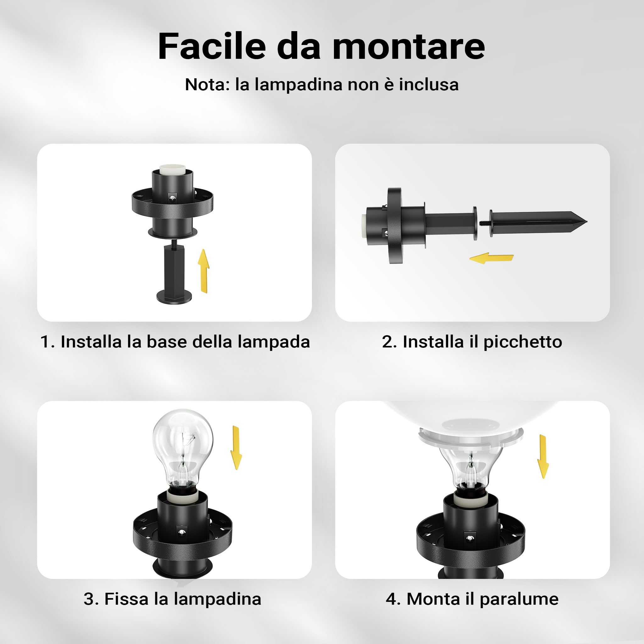 Wiltec Sfera luminosa per esterno Ø30 cm Lampada da giardino con picchetto IP44 40 W Attacco E-27
