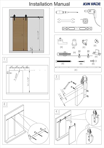 Miniatura 8 de Puerta deslizante industrial negra del hardware de la puerta de granero de la vendimia de la rueda del radio, sola puerta de