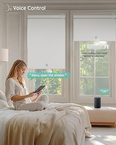 Miniatura 73 de Yoolax Persianas motorizadas con control remoto, persianas inteligentes opacas de tela motorizada funcionan con Alexa, persianas automáticas