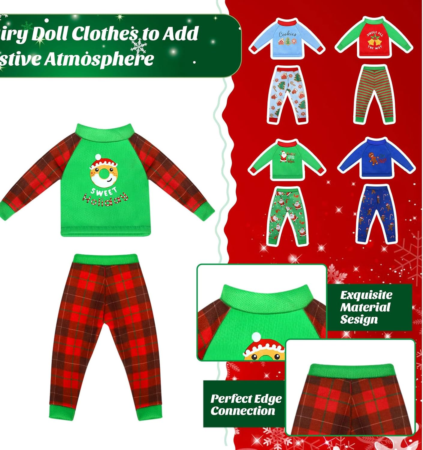 Liitrsh 20 Pcs Christmas Ugly Sweaters Doll Clothes Accessories Christmas Santa Elk Snowman Clothing Pajamas for Doll Holiday Decoration