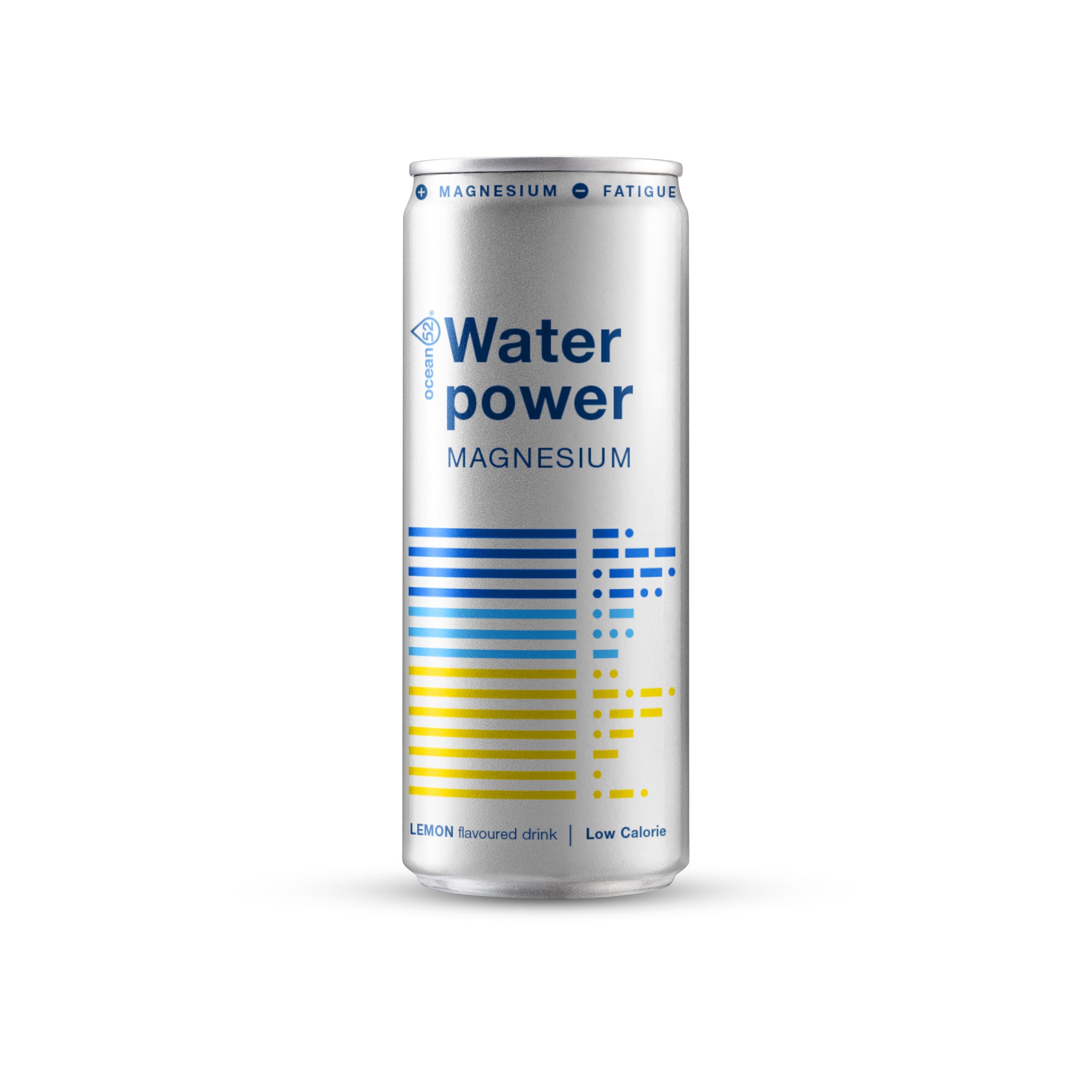 Agua en lata Water Power, de Ocean52. Agua Mineral Natural con Limón y Magnesio - Pack 24 unidades x 33cl. Agua en packs de 24 latas de 33cl. Agua mineral en lata x 24.