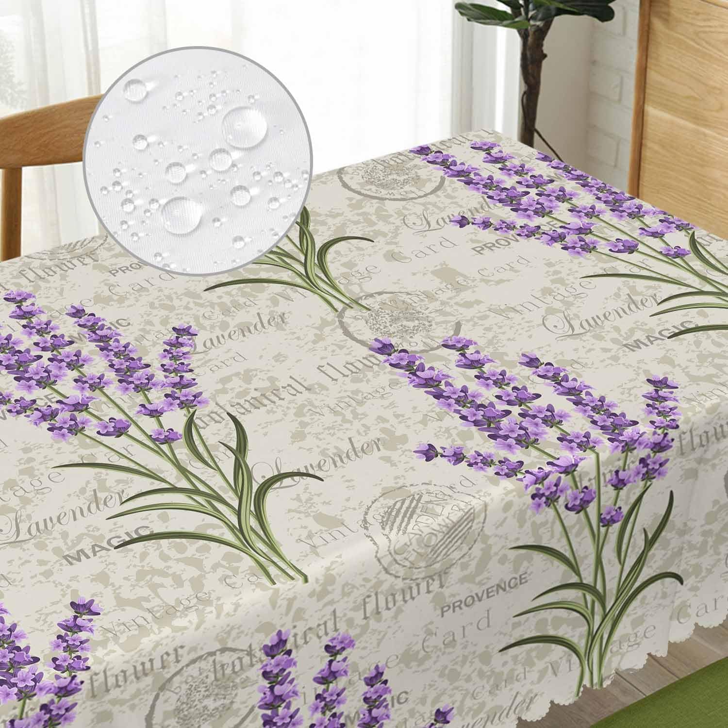 Mantel Mesa Rectangular Lavanda Morada, Manteles Antimanchas Escena del Jardín, 3D Impresión Mantel Impermeable Lavable para Cocina Salón Comedor, 140x300 cm Q/P4120