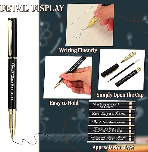 Vista 3 de Seajan Juego de 20 bolígrafos de agradecimiento para profesores con cajas de agradecimiento, regalos de agradecimiento inspiradores para profesores