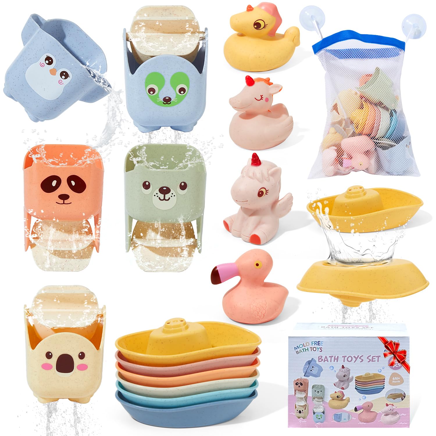 AMCHSURI 15PCS Mold Free Bath Toy Set