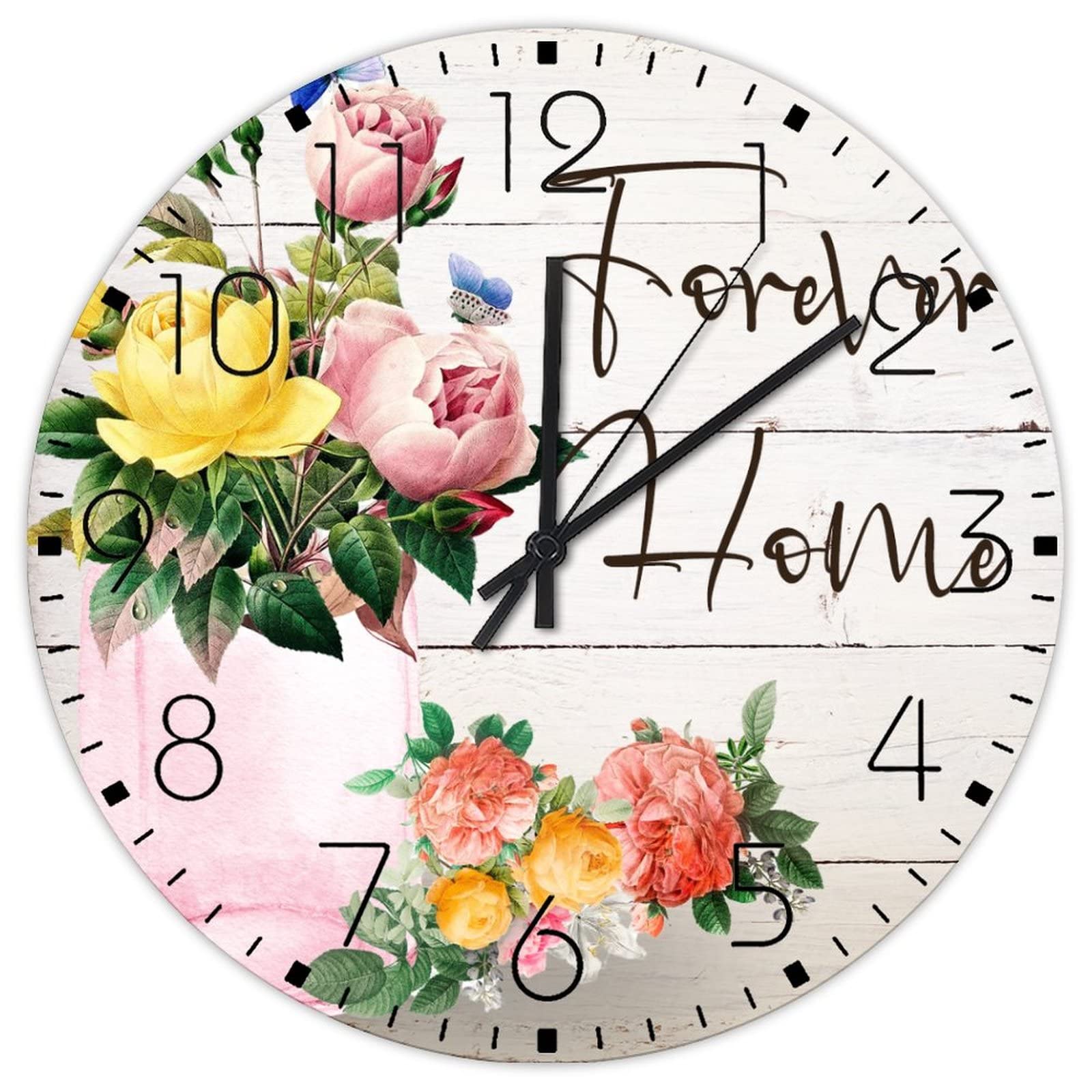 Horloge murale en bois 38cm silencieuse et sans tic-tac pour salon