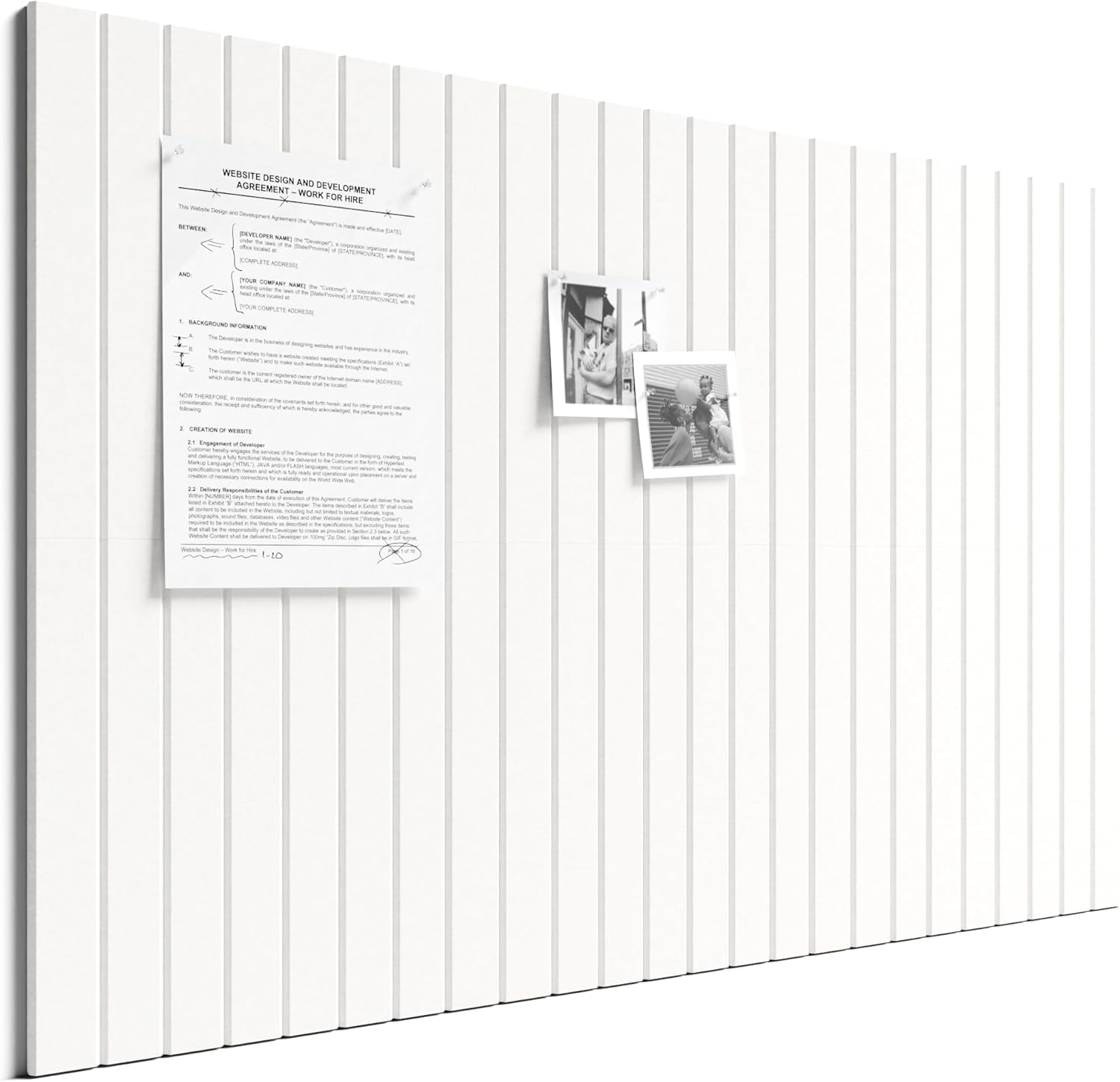 Bumusty Large Cork Board Alternative-36 x 24" Felt Bulletin Board Tiles, with 30 Pushpins, 40 Adhesive Tabs, Fine-Stripe 6-Pack, Cork Boards for Office Push Pin Board Felt Board-Milky White