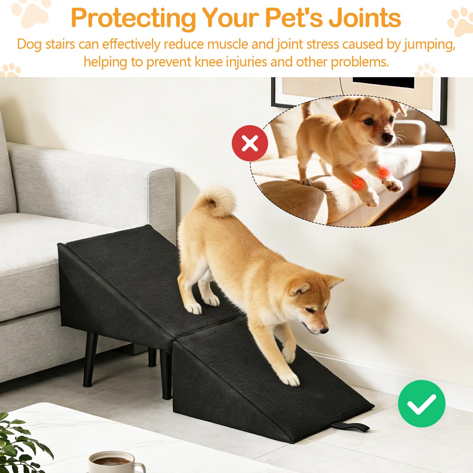 Rampa para Perros, Escalera Multifuncionales para Perro Escalera Plegable para Mascota para Cama y Sofá Rampa de Madera para Mascota Negra con Ventosas Antideslizantes para Perros y Gatos