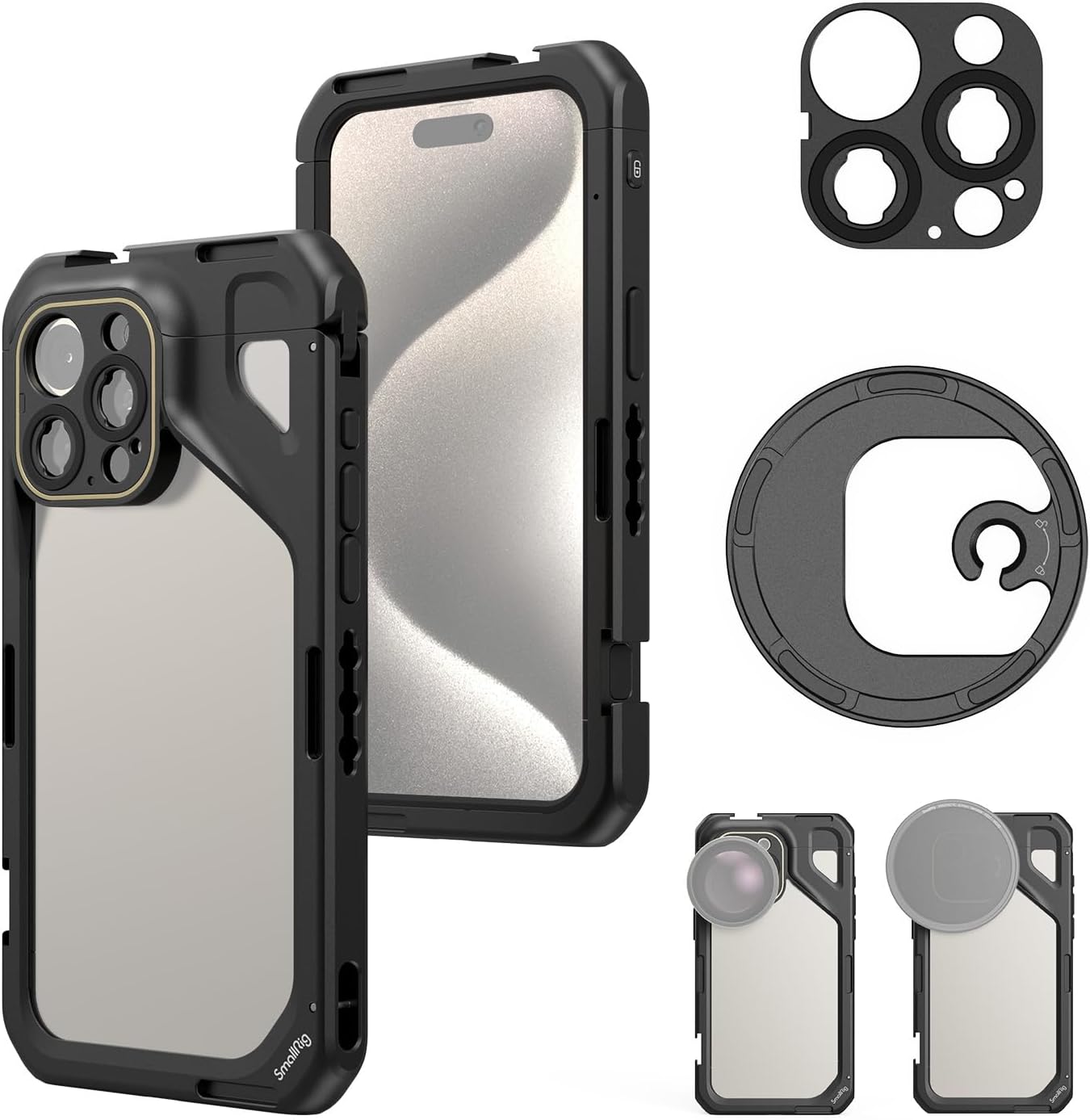 SMALLRIG for iPhone 15 Pro Max Phone Cage Rig, Upgraded Quick Release Design Mobile Phone Video Rig for Videography/Video Recording/YouTube/Live Streaming/Vlog - 4391 Black