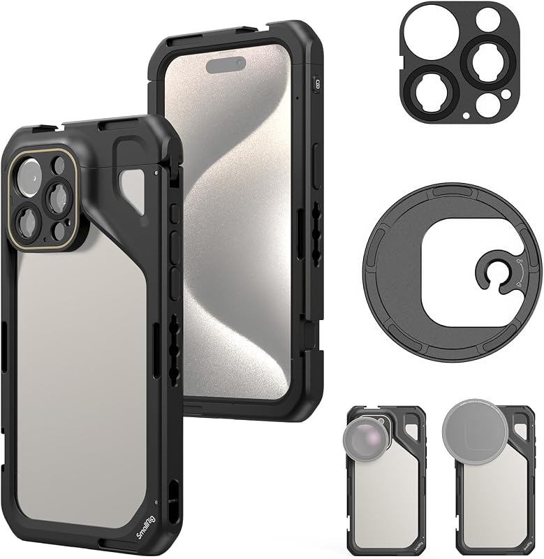 SmallRig for iPhone 15 Pro Max Phone Cage with 67mm Filter Adapter, Upgraded Quick Release Design Phone Video Rig Cage for Videography/Video Recording/YouTube/Live Streaming/Vlog - 4391B